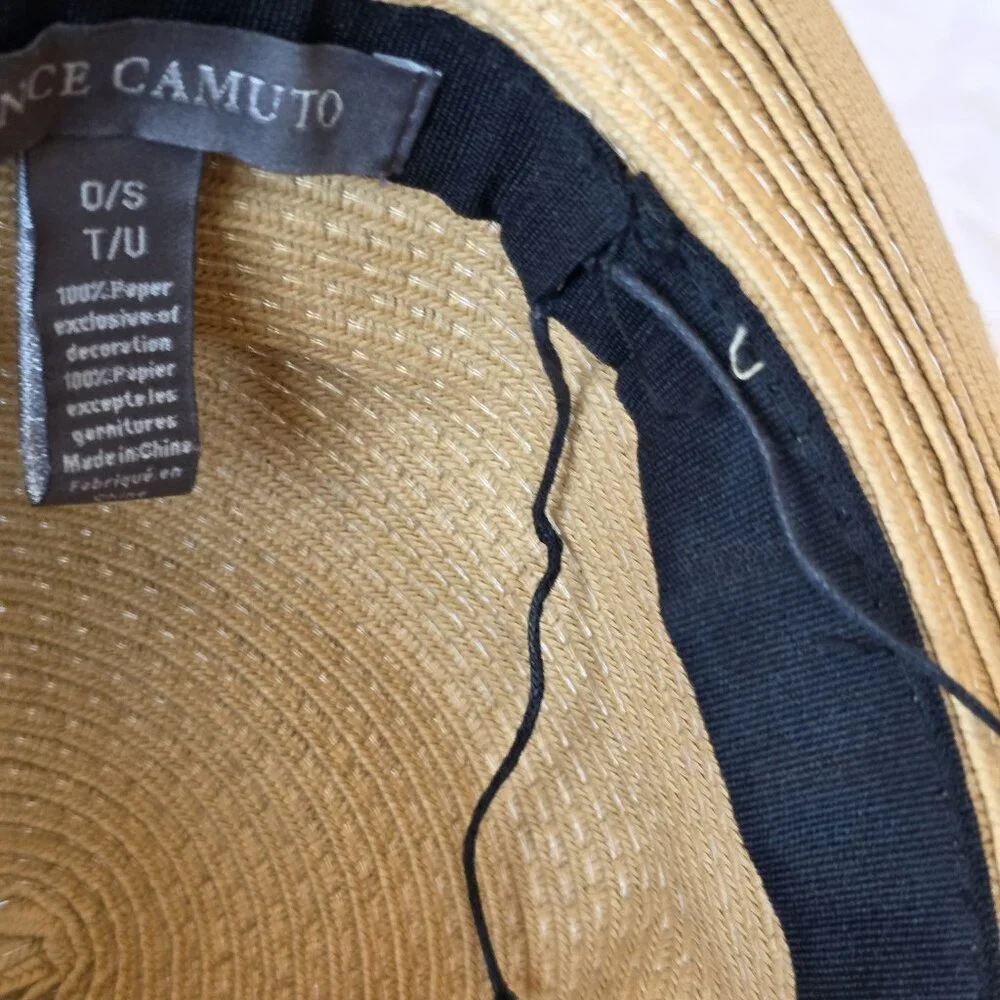 VINCE CAMUTO 100% PAPER STRAW ADJUSTABLE WIDE Brim HAT One Size